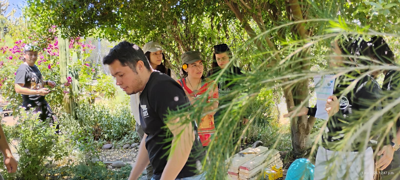 Grupo en taller de carpintería al aire libre